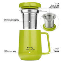 Load image into Gallery viewer, Lime Green Porcelain Mug Infuser 19oz (Matte Finish)
