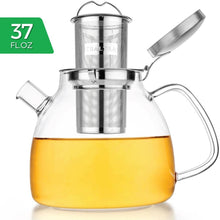 Load image into Gallery viewer, Glass Teapot Kettle Infuser 37oz
