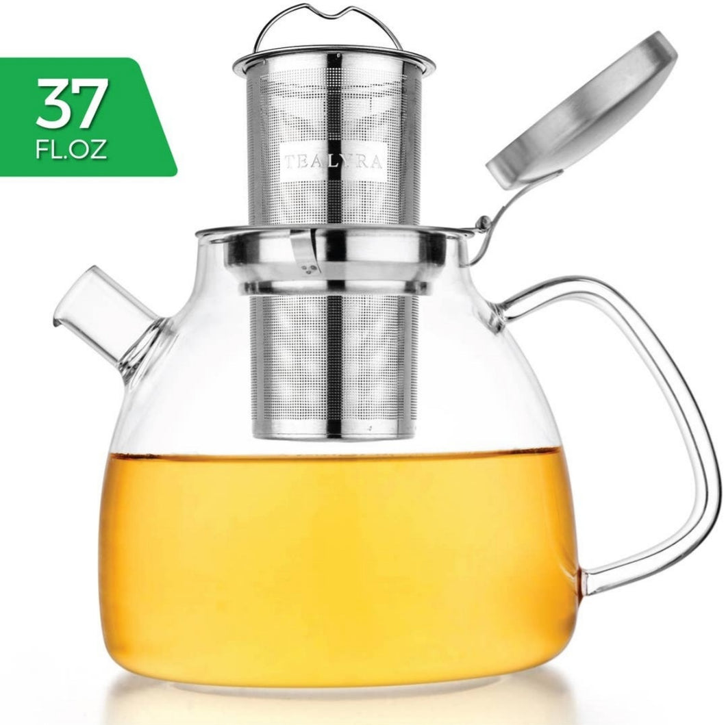 Glass Teapot Kettle Infuser 37oz