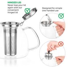 Load image into Gallery viewer, Glass Teapot Kettle Infuser 37oz
