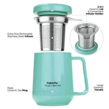 Load image into Gallery viewer, Turquoise Porcelain Mug Infuser 19oz
