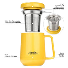 Load image into Gallery viewer, Yellow Porcelain Mug Infuser 19oz
